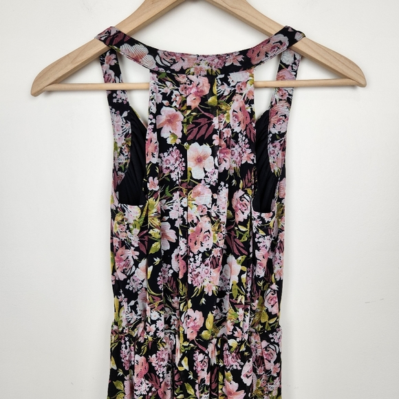 Sunday in Brooklyn Black Pink Floral V Neck Sleeveless Maxi Dress Sz XS - Picture 10 of 11